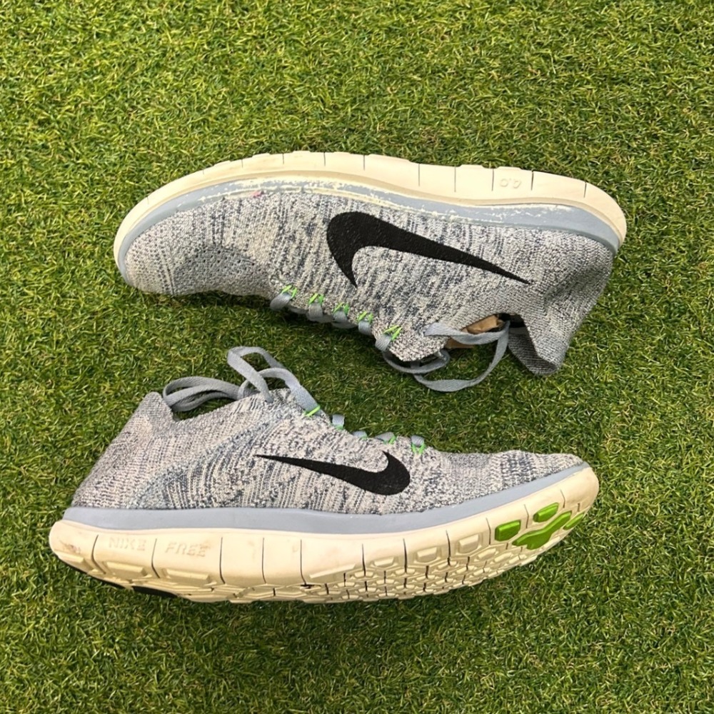 Nike Free‎ 4.0 Flyknit Grey Black Lime Green Running Shoes 717076-403 Womens 8
